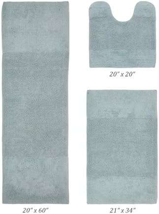 Better Trends 3 Piece Bathroom Rug Set 100% Cotton Non-Slip Washable