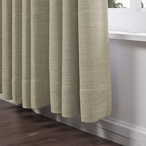 ChadMade 108 Inches Long Linen Curtains, 2 Panels 52Wx108L Grey Beige