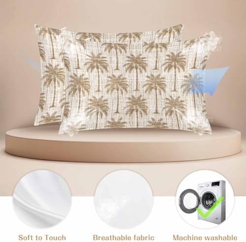 Tropical Palm Trees Pillow Cases Standard Size Set of 2, Summer