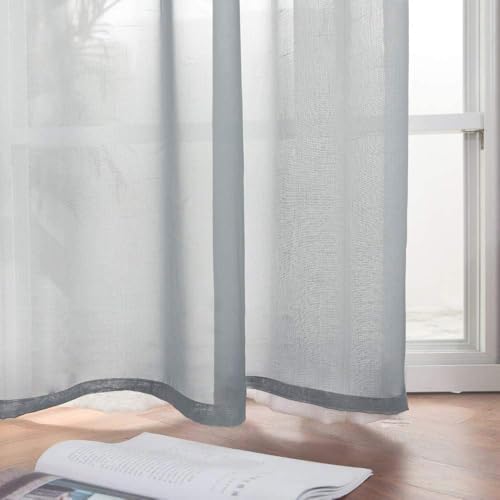MIULEE Solid Color Sheer Curtains 63 Inches Long 2 Panels Set