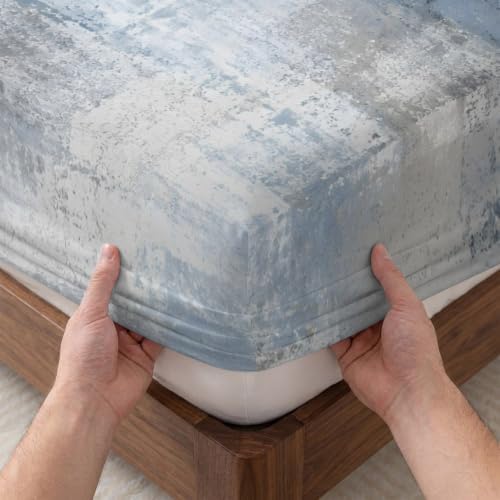Blue Gray Graffiti Texture 3 Piece Fitted Sheets Twin XL Size Fit