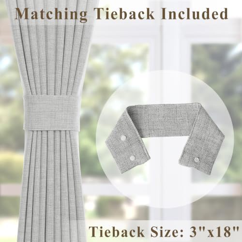 108in Long Linen Light Filtering Curtains 2 Panels 25"Wx108L Grey