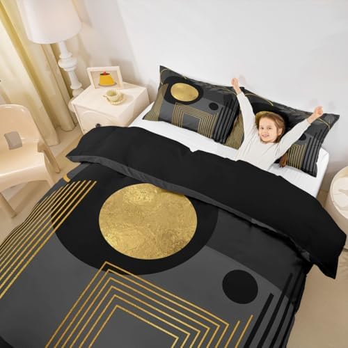 Erosebridal Gray Black Abstract Boho Duvet Cover King Size Mid Century
