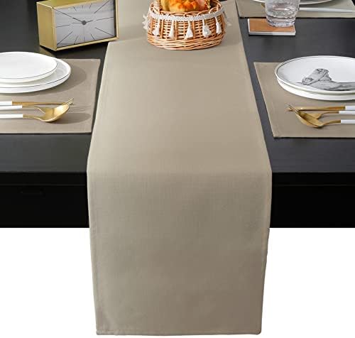 Beige Brown Ombre Table Runner and Placemats for Dining Tables, Burlap
