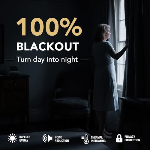 H.VERSAILTEX Upgraded 100% Blackout Curtains 96 Inches Long Back Tab