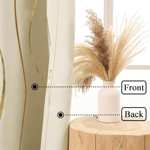 L.Z.E Cream and Gold Curtains for Bedroom Living Room, Elegant