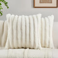 FUTEI Pack of 2 Faux Mink Fur Throw Pillow Covers 22x22 Inch, Cream
