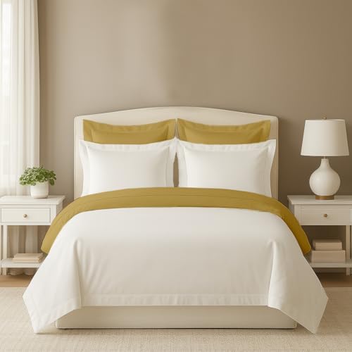 5PC Reversible Duvet Cover Set Queen 90x90 – 100% Egyptian Cotton