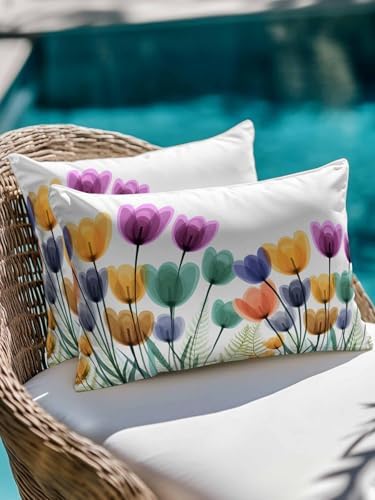 Outdoor Pillows Waterproof, Tulips Countryside Bedding Throw Pillows