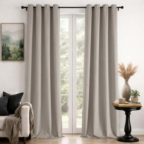 Simplebrand Grommet Blackout 108 Inch Long Curtains 2 Panel for Large