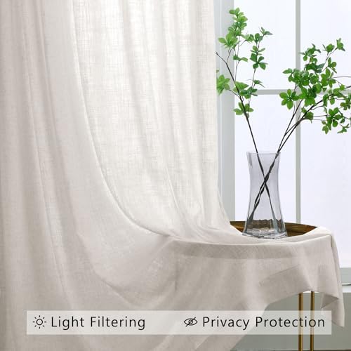 cololeaf Linen Textured Curtains 84 Inches Long Light Filtering