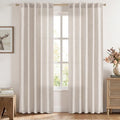 MIULEE Faux Linen Curtains 72 Inch Length 2 Panels Natural Beige Semi