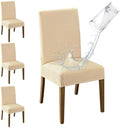 MOSAYT 100% Waterproof Dining Room Chair Covers Set of 4, Beige