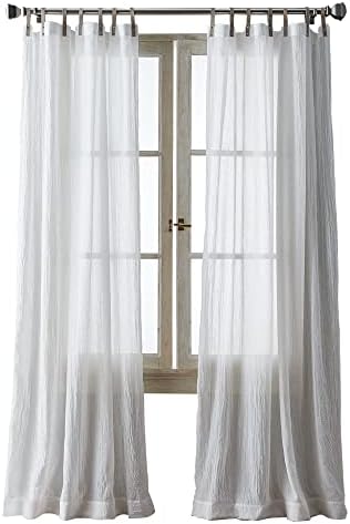 DKNY City Breeze Sheer Window Curtains Tab Top, 50 x 96, White, 2