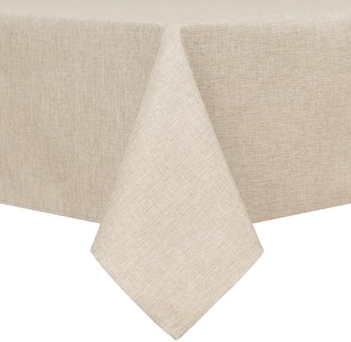 Hiasan Beige Faux Linen Rectangle Tablecloth 54 x 108 Inch for Dining