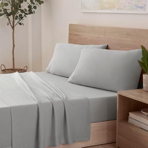 Vellux Solid Jersey Knit 4-Piece King Size Sheet Set - Cotton Blend