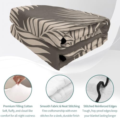 Quilts King Size Bedding Set, Rustic Palm Leaves Lightweight Quilted