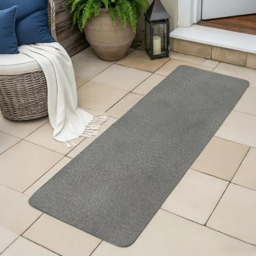 Long Bathroom Runner Rug, Vintage Gray Absorbent Non Slip Washable