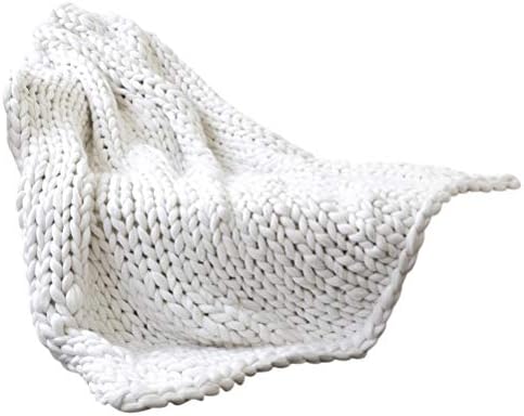 Chunky Knit Throw Blanket Handmade Soft Warm 50 x 50cm