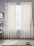 Solid Color Sheer Curtains 108 Inches Long 2 Panels, Semi Sheer Rod