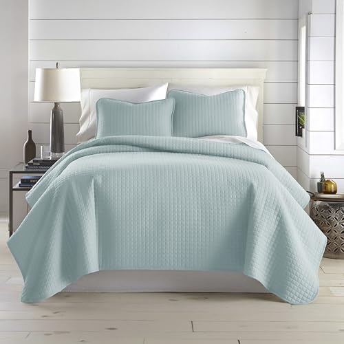 Oversized King Quilt Bedding Set w/ 2 Quilted Pillow Shams, Sky Blue