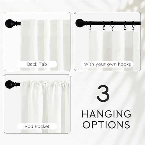 NICETOWN Sheer Ivory Curtains 96 inches Long, Rod Pocket & Back Tab