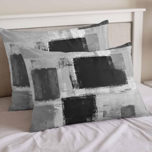 Black Gray King Duvet Cover Set - 4 Pcs Comforter Cover Bedding Sets