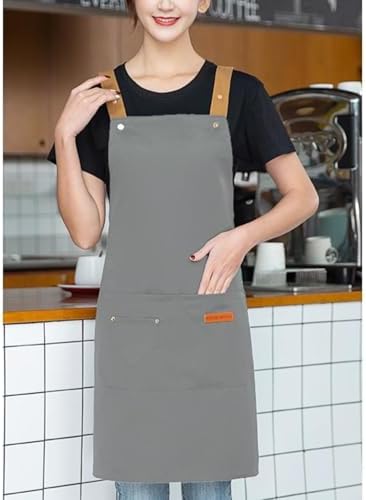2 Pack Canvas Chef Aprons for Men Women with Large Pockets for Kitchen