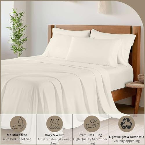 Luxury 4 Piece 3/4 Full Bunk Sheet Set, Ultra Soft Microfiber Sheets