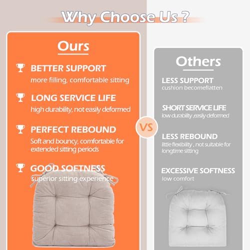 GYALAPERI Chair Cushions for Dining Chairs Set of 4, Tufted Chair Pads