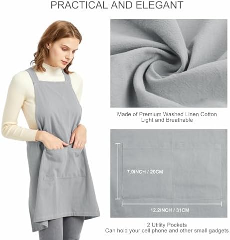 ELEZAY Aprons for Women with Pockets Plus Size Comfort Cross Back No