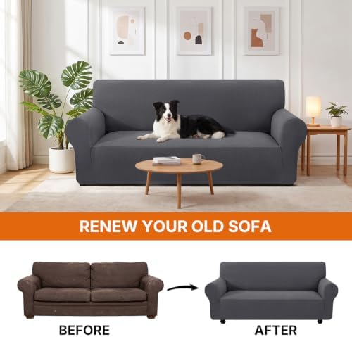 XINEAGE Stretch 3 Seater Slipcover, Non-Slip Pet Couch Cover,Light