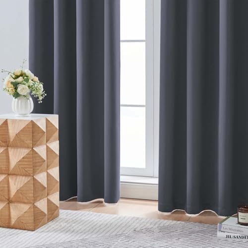 Aiyufeng Grey Blackout Curtains for Bedroom 96 Inches Long 2 Panels