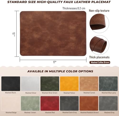 UnivoColors Placemats,Heat Resistant Placemats Set of 6 Washable 12 x