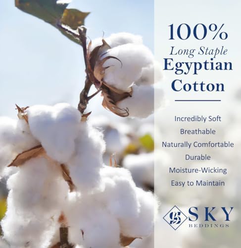 SKY BEDDINGS Split Top King Fitted Sheet, 600TC Cotton Sateen, Ivory