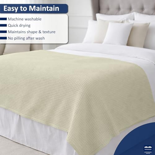 Cottingon 100% Cotton Queen Waffle Weave Blanket - Cooling Lightweight
