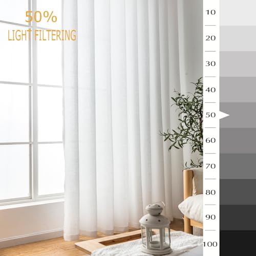 Pinch Pleated Semi Sheer Curtain 96 Inches Long Off White Drape Gauze