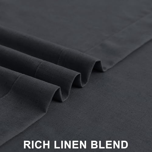 Dark Grey Curtains 96 Inches Long for Living Room 2 Panels Back Tab
