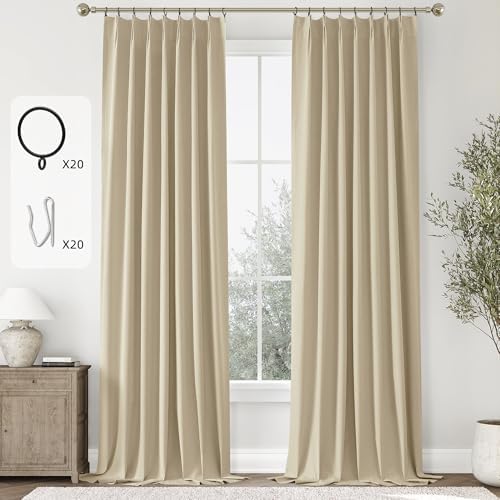 ChrisDowa Cream Pinch Pleated Blackout Curtains 108 inches Long 2