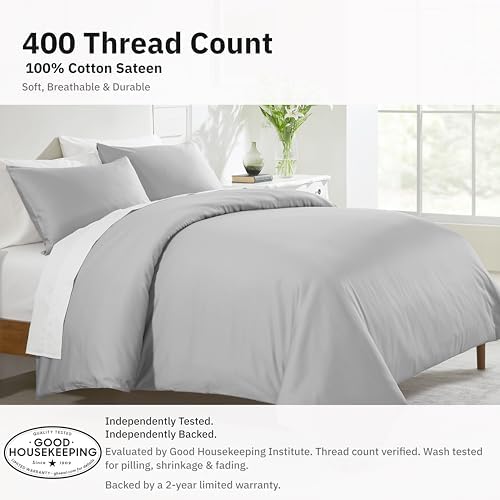 California Design Den Luxury Duvet Cover Set Twin XL, Light Grey