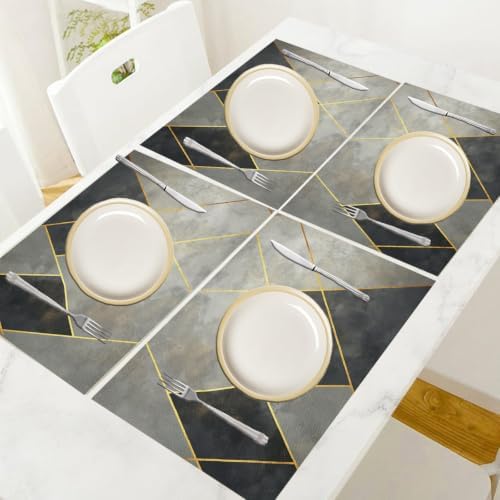 Diamond Placemats Set of 8 - Durable Soft Washable Table Mats,Grey