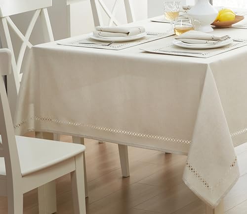 Newbridge Holiday Provence Lattice Ivory 60 x 102 Rectangle Tablecloth