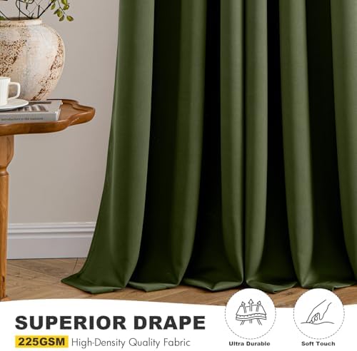 MIULEE Blackout Curtains for Bedroom 2 Panels 40 x 96 Inch Long Olive
