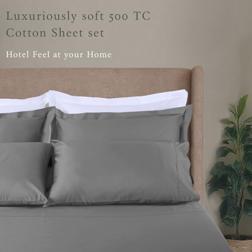 Threadmill 500 Thread Count Cotton King Sheet Set, Sateen, Dark Grey
