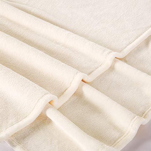 TASTHROW Large Flannel Fleece Throw Blanket, 50×70 Inch - Creamwhite
