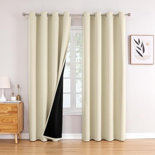 ChrisDowa 100% Blackout Curtains for Bedroom 108 Inches Long 2 Panels