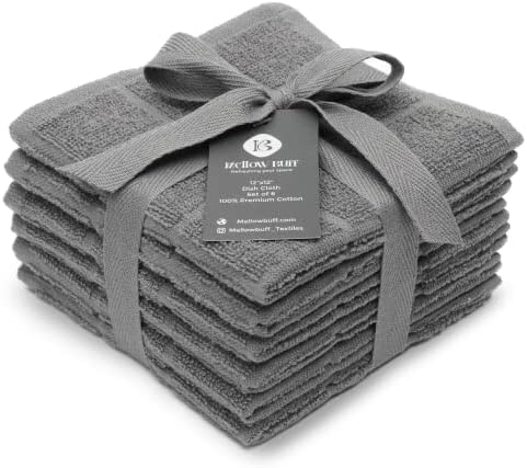 100% Cotton Terry Dish Cloth & Dish Towel, 6 Pack, Super Soft and