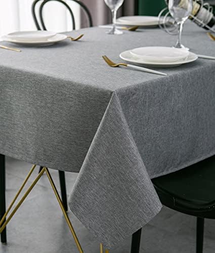 Tektrum 70 X 70 inch Square Faux Linen Textured Tablecloth Table Cover