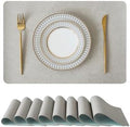 Reversible Faux Leather Placemats 12x17 Inch, Set of 8, Heat Resistant