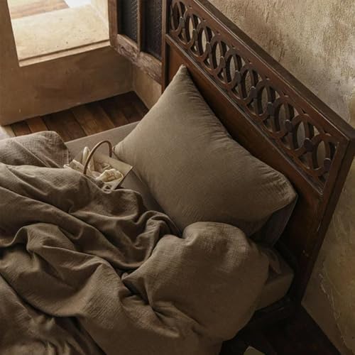 NSNLGSGC 100% Muslin Cotton Tan Houndstooth Queen Size Duvet Cover